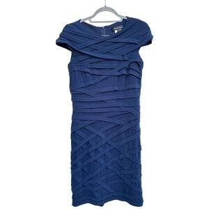 Tadashi Navy Blue Dress, Formal, Flattering, Monochromatic, Cap Sleeves,‎ Sz M